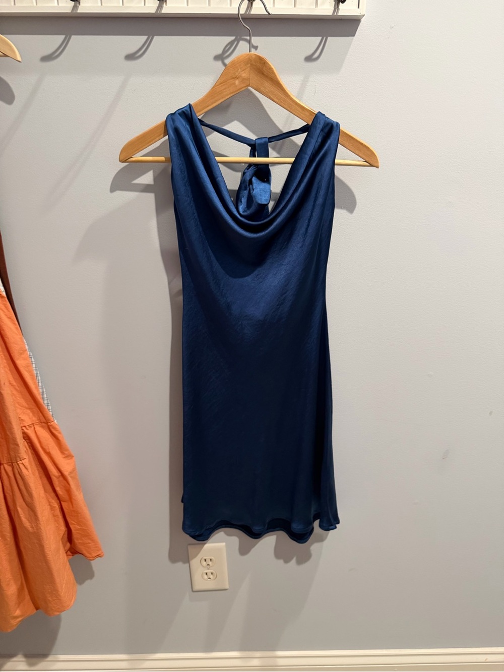 Altar'd State Navy Blue Backless Cowl Neck Dress